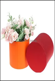 Present Wrap Round Floral Boxes Women Flower Packaging Paper Bag With Hat For Florist Bouquet Box Party Storage Drop Delivery 2021 EV7382696