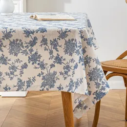 Pads ins цветочные скатерти ретро хлопок льняной кофейный столик для столовой столовая ткань для пикника коврик