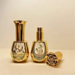 2024 1PC 10ml Gold Glass Perfume Bottle Spray Refillable Atomizer Scent Bottles Packaging Cosmetic Container