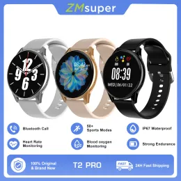 Saatler T2 Pro Smart Watch Bluetooth Çağrı Bayanlar Headrate Kan Basıncı İzleme Spor Fitness Hediyesi Akıllı Swatches IP67 Su Geçirmez