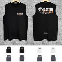 masculino New Designer Tank Tops 24Ss Moda da moda Roupas ZJBAM032 Cracked Letter Print Vest Summer Algodão respirável sem mangas T camisetas Tamanho S-xxl