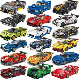 Block Assemblage Speed ​​Racing Sports Vehicle Pull Back Car Supercar Building Blocks Set Kit Bricks Classic MOC Model Toys for Kids