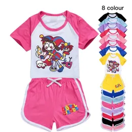 Clothing Sets Funny Children T-Shirts Suit The Amazing Digital Circus Short Sleeve Top Boys Girls Sports Pants Casual Clothes Spring SummerL2405