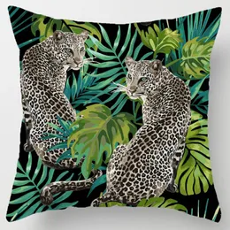 Travesseiro de chuva tropical estampa de animal 45 45 cm de travesseiro de decoração de decoração de estar de estar em casa