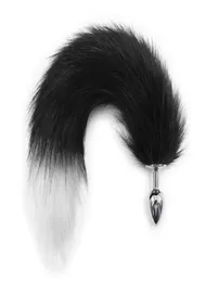 25cm diameter butt plug cosplay fox tail Sexspielzeug anal plug sex toy 41cm length black white women dog cat tail dildo7868744