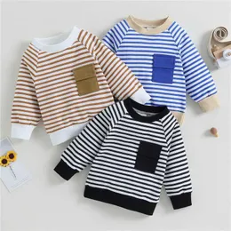 T-shirts Nustate Baby Sweatshirt Girl Girls Boys Casual Stripe Stampa Pullover di cotone a maniche lunghe Maglietta autunnale Top 0-18 mesil2405