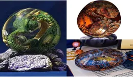 Lava dragão ovo de sonho de sonho de cristal resina transparente ovo de dragão requintado e exclusivo handsculpted Firebag dragon wevenir desktop o6188434