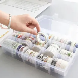 2024 15 Compartimenti Clear Crafts Organizer Box di stoccaggio trasparente per forniture artistiche di nastro Washi e organizzatore di artigianato di cartoleria adesivi