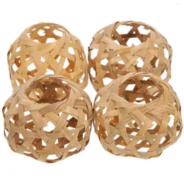 Candle Holders Woven Lampshade Lighting Bulb Cage Rattan Pendant Lamp Shades Ceiling Cover Fixture Decor