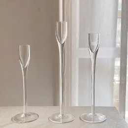 Halter hoher Füße Glaskerzenhalter transparent Taper Kerzenhalter für Hochzeit Langglas Kerzenhalter Holder Party Tischdekoration