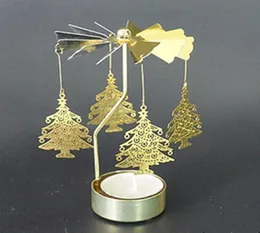 Titulares de vela Rotary giration tealight Romantic Metal Tea Light Holder Carousel Christmas Presente Decoração da casa Xmas P36673039