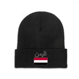 Basker yemen country flagga topptryck män kvinnor unisex stickad hatt vinter höst mössa mössa varm motorhuv