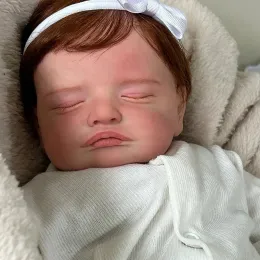 Dolls 48cm Cute Reborn Sleeping Baby Doll Girl Rosalie with HandRooted Brown Hair