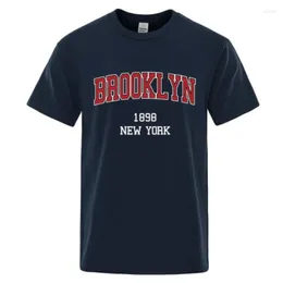Polos masculinos Brooklyn-Camiseta con estampado de letras la ciudad nueva york para hombre y mujer ropa holgada verano camiseta al