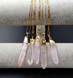 WTN860 Healing Aura Women Jewelryatural Quartz Angel Color с 18 -х золотой цепной колье Whole5043591