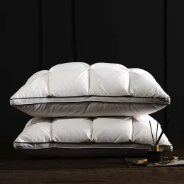 Kudde lyx 3D -bröd vit gås ned fjäderkuddar för sovande kroppshalsskydd säng kuddar mjuk komfort 100% bomullsskydd