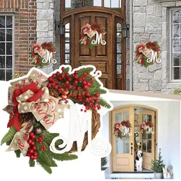 Christmas Decorations PVC Decorative Garland With Red Berries And Wreath Window Suction Cups