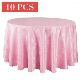 Tkanina stołowa 10pcs biały różowy okrągła na przyjęcie weselne Jacquard Damask Linens Solid Covers Dining Tablecloths