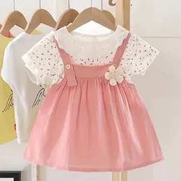 04Y elegant baby flicka klänning spets docka coller härlig fest småbarn kostym blommor prinsessan outfit barn kläder a1177 240428