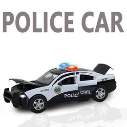 Diecast Model Cars 1 32 Alloy Dodge Charger Police Car Model Diecasts and Toy Car Simulation Sound and Light Pull Back för att samla Toy Childrens Giftl2405