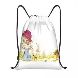 쇼핑 가방 커스텀 Sarah Kay Cartoo DrawString Backpack 여자 남성 스포츠 체육관 Sackpack 접이식 훈련 가방 자루