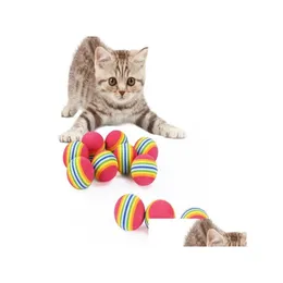 Cat oyuncakları 35mm ilginç evcil hayvan oyuncak köpek ve toplar süper sevimli gökkuşağı top karikatür p dop desenli ev bahçe malzemeleri dhebj