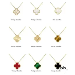 Klee Halskette Anhänger Halskette Geschenk Perlen Liebhaber Naturpflanzen mit 18 Karat Damen Mädchen Valentinstag Muttertag Verlobungs Schmuck Mode Geschenk x6bu#