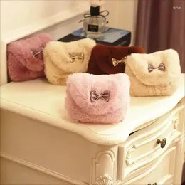 TOTES Girls Moda Peluş Crossbody Bag Güzel Bowknot Sıradan Omuz Dışarı Hafif Dayanıklı Katlanabilir Çanta