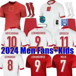 Polônia 2024 /2025 Jerseys de futebol Lewandowski Away 24 25 Polska seleção nacional Milik Piszczek Piatek Grosicki Krychowiak Zielinski Camisa de futebol Kit Men