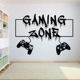 Curtain Gamer Wall Decal Gaming Zone Controller Video Game Vinyl Sticker Customized for Kids Bedroom Vinyl Wall Art Decals A734