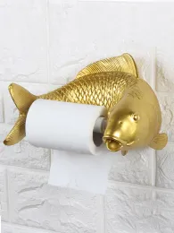 Towels Toilet paper roll holder creative personality toilet paper towel holder bathroom no punching cute household carp paper holder