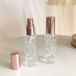 2024 10ml Rose Gold Glass Portable Refillable Perfume Bottle Cosmetic Container Empty Spray Atomizer Travel Small Sample Sub-bottle