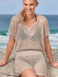 Women Beach Wear Crochet Beach Beach Up Dress Tunic Long Pareos Bikinis Cove Ups Swim Cover Up Ret Plage Beachwear Y240504