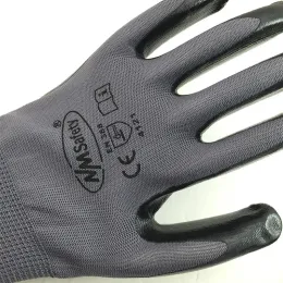 Handskar nmssäkerhet 12 par flexibel och känslighet svart nitrilbelagd arbetssäkerhetshandskar