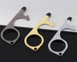 3 colori in metallo Sicurezza touchless Opener senza tasto stilo gancio manico in metallo manico porta portachiavi per utensili con testa in silicone T12210748