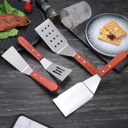 Utensílios de aço inoxidável Holoque de madeira Fritar espátula house housek bife pizza pizza plana plana de cozinha de cozinha acessórios de cozinha acessórios