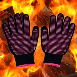 Handskar 1 par värmebeständiga ugnshandskar Skurna resistenta, nonslip silikon BBQ -handskar för kök, grill, camping och köksredskap