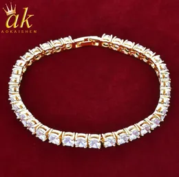 IcedOut Fashion Tennis Chain Bracelet Gold Color Copper Bling Zircons Charms Women Men Hip Hop Jewelry4349225