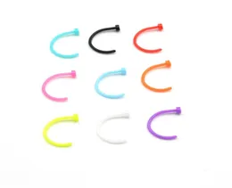 Hengke Takı Akrilik Açık Burun Küçük İnce Hoop Biyoflex Halkası Piercing Saplama Vücut Takı Neon Renk 20G 8mm4161306