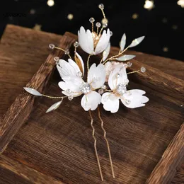 Hochzeitshaarschmuck Hochzeit Floral Haarnadelhaarclip für Frauen 1pc Mode U-Form Kristall Haare Gabel Braut Tiaras Noiva Kronkopfschmuck Schmuck Schmuck