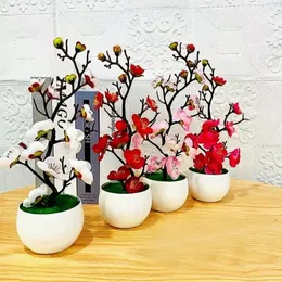 Dekorativa blommor 1 st realistiska simulerade krukväxter med taxgrenar och torx - perfekt för heminredning gåva