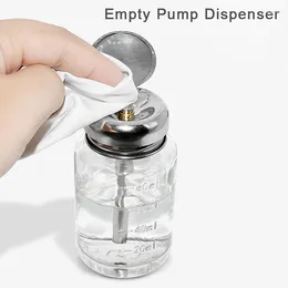 Storage Bottles Push Down Glass Empty Pump Dispenser For Nail Polish Alcohol Makeup Remover Clear Refillable Bottle Liquid Cleanser