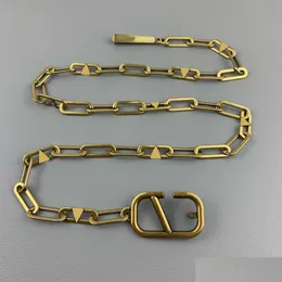 Belts Designers Designer Chains Fashion Luxury Designer Link Belt for Women Letter V Buckle Waist Chain Vintage Gold Welband Bronz31 DH 235R