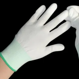 Handschuhe 100pairs Antistatische Handschuhe Anti statische ESD Elektronische Handschuhe PU beschichtete Finger PC Antiskid zum Fingerschutz