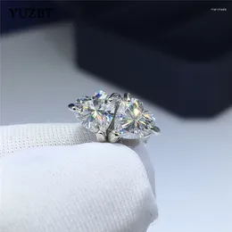 Серьги -шпильки yuzbt 10k белого золота Pt950 Platinum total 2 Ct Отличный бриллиант прохождение d