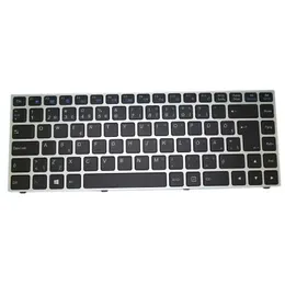 Laptopa klawiatura dla Clevo P640 MP-13C26EEJ4306 6-80-N13B0-391-1 Estonia Est Srebrna ramka