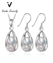 Dangle Chandelier 925 Sterling Silver Jewelry Natural Pearl Pendant Women039s Cage Earrings1387378