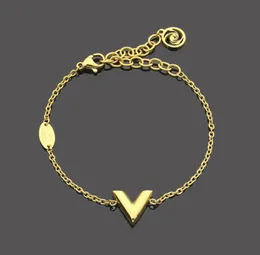 20cm Long 316L titanium steel brand V letter Bracelets bangle for woman bracelet Bangles Women Couple love Jewelry gift9917944