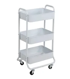 Hauptstützen 3 -Tier -Metall Utility Cart Arctic White Waschkörbe Easy Rolling Adult and Child 240424