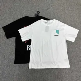 Högkvalitativ original Rhuder Designer T Shirts High Street Trendy Brand Simple Stroke Geometric Letter Print Casual Loose Short Sleeved Tshirt med 1: 1 LOGO
